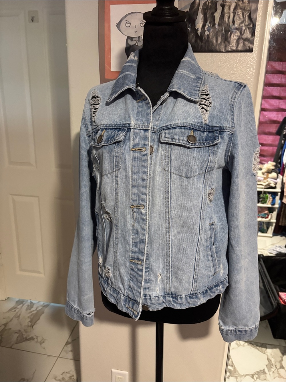 Ciso Light Blue Distressed Denim Jacket